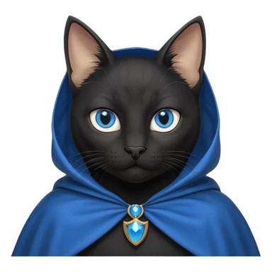 An Anthromorphic all black cat with blue eyes wearing an all black cape sticker