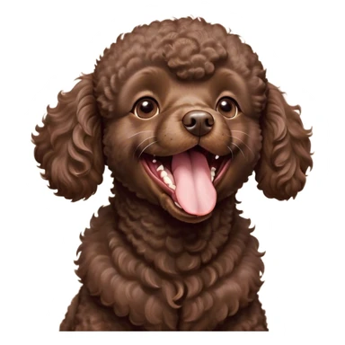 Cinematic Cute Yawning Chocolate Poodle Portrait Emoji, Head tilted slightly with a dramatic, wide-open yawn, displaying a soft, curly chocolate Fur with a refined texture, floppy ears slightly drooping, round brown eyes barely open in drowsy contentment, Simplified yet irresistibly adorable features, highly detailed, glowing with a soft, cozy glow, high shine, relaxed yet expressive, stylized with a touch of whimsy, bright and endearing, soft glowing outline, capturing the essence of a sleepy yet affectionate companion, so drowsy it feels like it could stretch right out of the screen and curl up for a nap! sticker