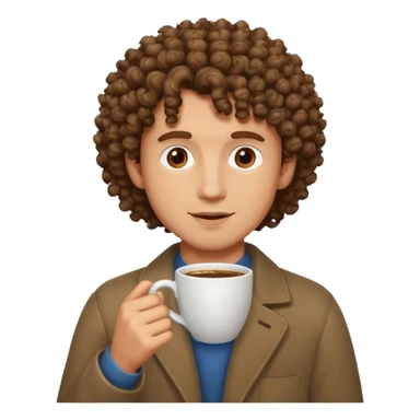 curly man drink coffe sticker