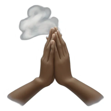 hands in prayer with thick smoke rising from the fingertiops sticker