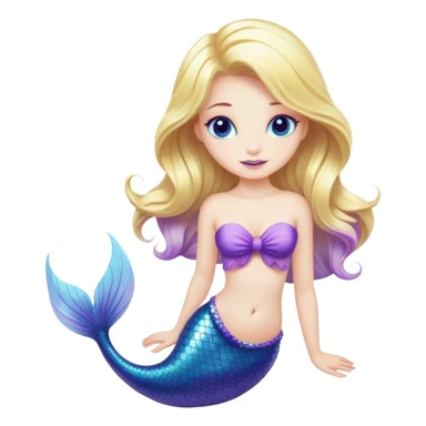 blond mermaid blue and purple tail sticker