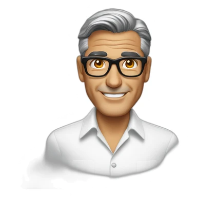 George clooney wearing glasses white shirt sticker
