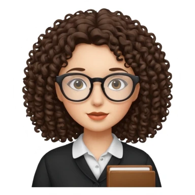 brunette girl with glasses and curly hair sticker