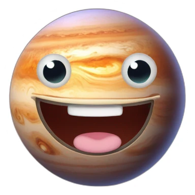 planet Jupiter with a cartoon beaming spider face with smiling eyes sticker