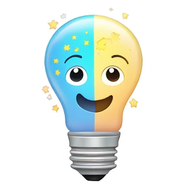 light bulb with little brain and stars inside pastel colo sticker