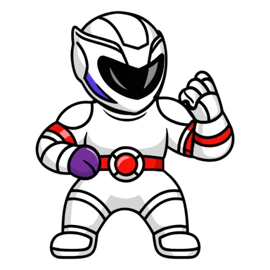 power ranger scratching head cartoon style sticker