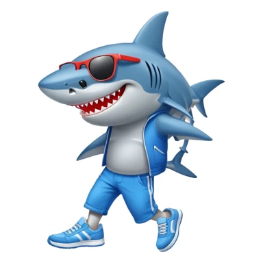Cool shark with sunglasses and blue sneakers sticker