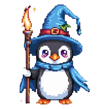 penguin wizard casting a spell sticker