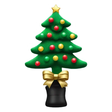 Flocked Christmas tree with black bows sticker
