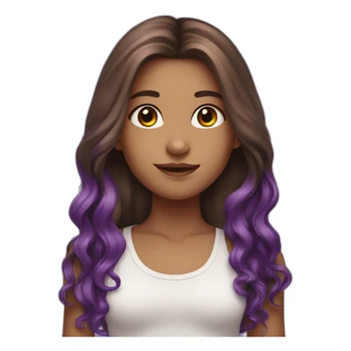 Girl with long Brown hair with purple highlights sticker