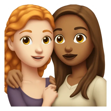 Ginger white girl kissing brunette girl sticker