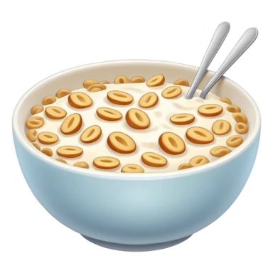a bowl of wheat cereal with milk WITHOUT a spoon.  sticker