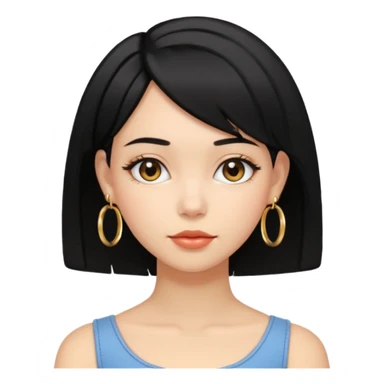 girl with bob black hairstyle and big earrings sticker