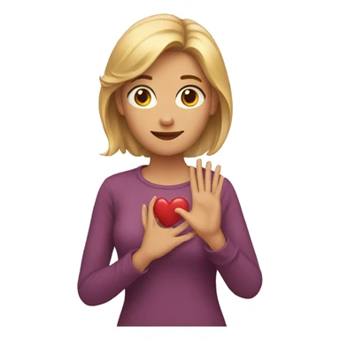 women with hand heart sticker