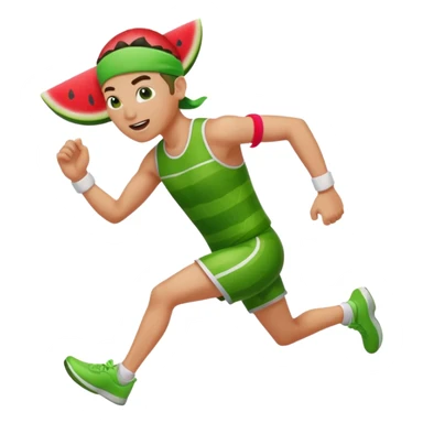 Running Watermelon with arms and legs with a sports headband  sticker