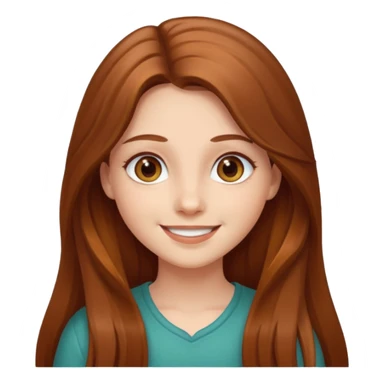create a girl with chestnut colored long hair, hazel eyes and beautiful smile sticker