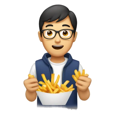 asiat people eat french fries sticker