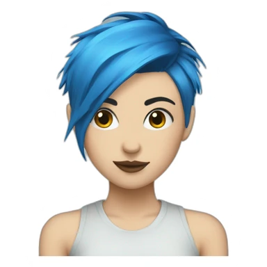Short blue hair punk girl sticker