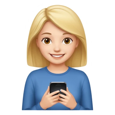 young woman scrolling on her phone @emoji sticker