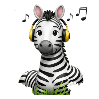 A zebra listening to music sticker