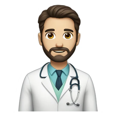 doctor with dark long brown hair and beard, big brown eyes sticker