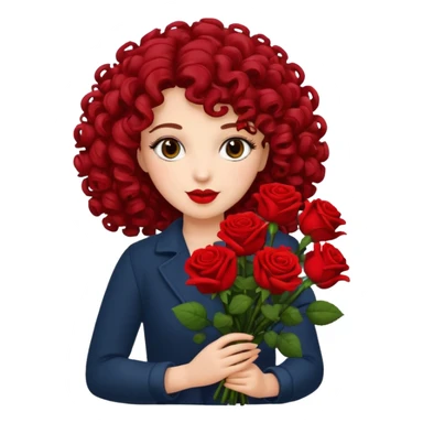 curly woman flower-holding person bouqet sticker