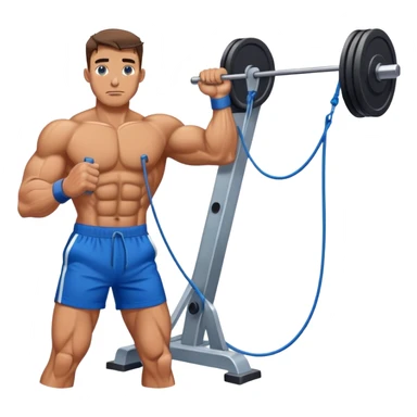 buff man with blue shorts using cable face-pull machine sticker