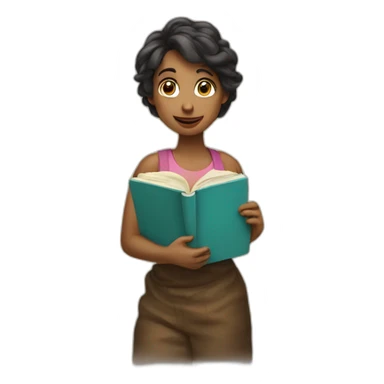banania holding a book to her sticker