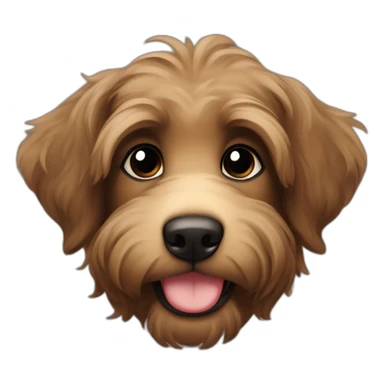 bouvier fawn brown and black puppy face very long hair smiling dark short ears sticker