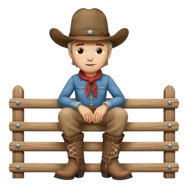 A calm cowboy leaning on a fence, dusty boots, hat tipped forward.
 sticker