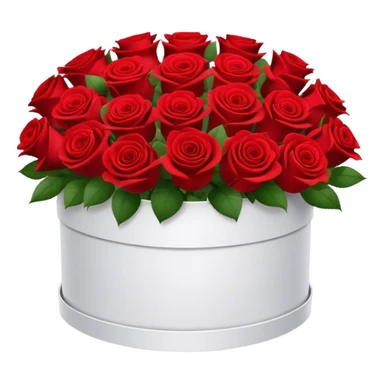 bouquet of 15 red roses in a round white box  sticker