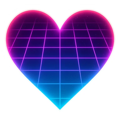 heart with a retro 80s theme sticker
