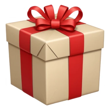 A beige and white christmans gift, with a label that says Rique. sticker