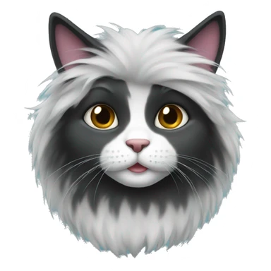 black long haired fluffy girl cat sticker