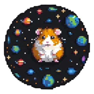 hamster floating in space sticker