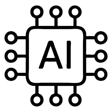 artificial intelligence, minimal outline, simple icon, monochrome sticker