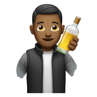male with alcohol bottle sticker