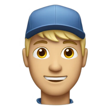 blonde guy wearing a cap with a mac book pro sticker