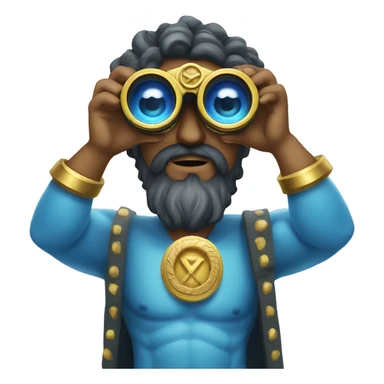 blue god zeus with binoculars sticker