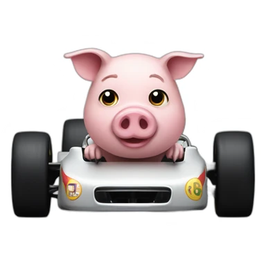 Pig with biceps driving a f1 car sticker