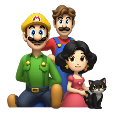 Mario with a Black cat and a sing with Gérard on it sticker