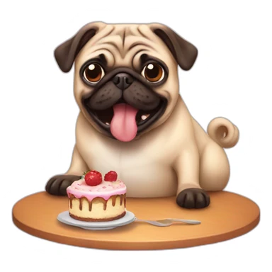 Pug eating cake sticker