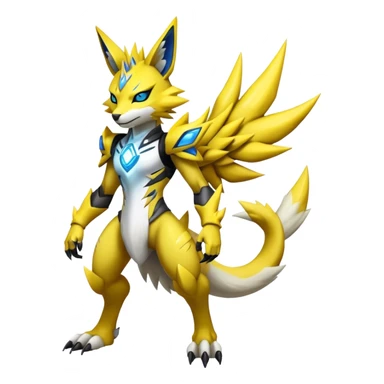  Cool Edgy Shiny Futuristic Ethereal Legendary Zeraora-Digimon-Renamon-hybrid full body sticker