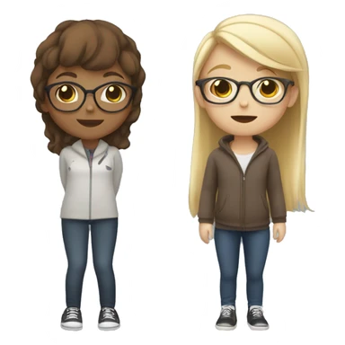A girl with short hair and glasses, a girl with medium brown hair with glasses and a girl with long almost blonde hair on a roof sticker