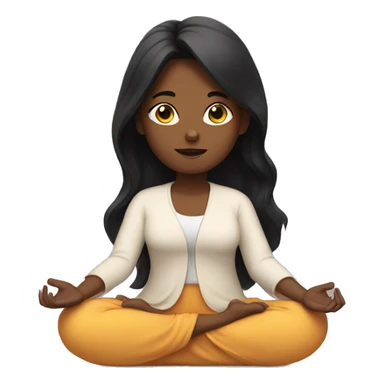 black haired girl meditating sticker