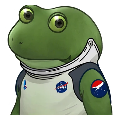 green frog in a spacesuit sticker