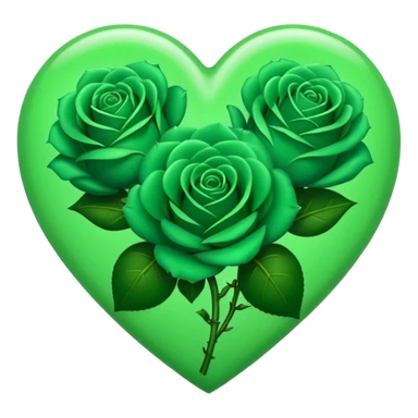 Green Heart with 3 green Roses  sticker