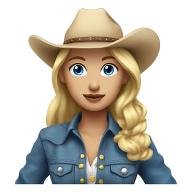 Blonde cowgirl, waist up, blue eyes sticker