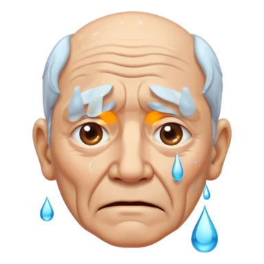 old man crying with water droplet  sticker