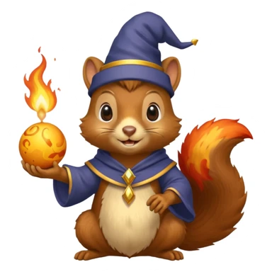wizard squirrel summons fire in hand sticker